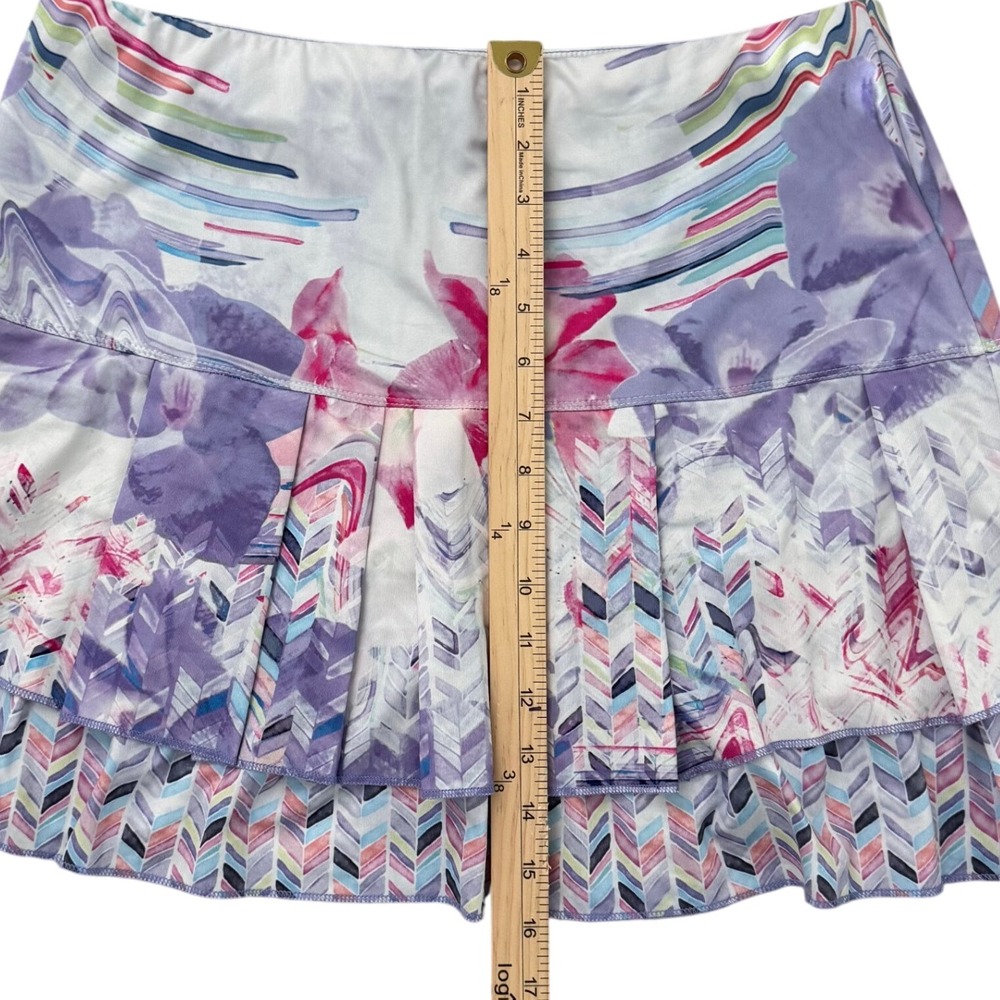 Lucky in Love Two Tiered Pleated Tennis Golf Skort Flower Geometric XL - Picture 6 of 6